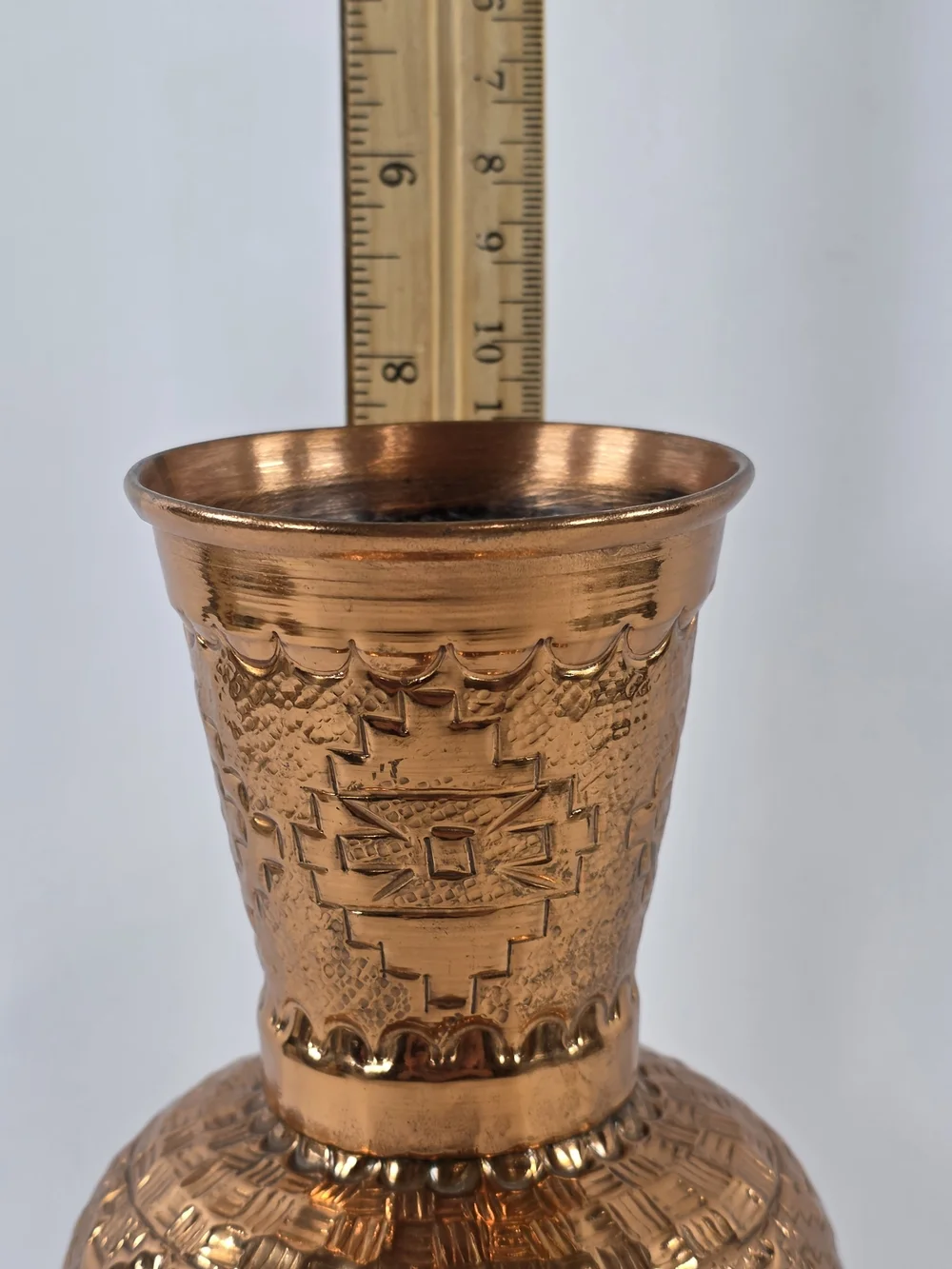 Vintage Copper Intricate Embossed Decorative Vase